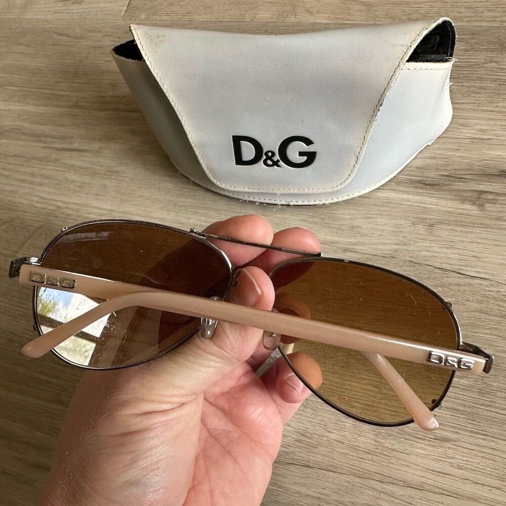 Dolce & Gabbana Sunglasses 6047 319/2L Aviator Metal Tan Brown Lens & Case - Picture 5 of 11